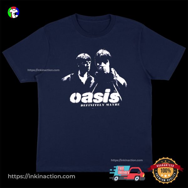 Oasis Definitely Maybe Photo Stencil Navy T Shirt