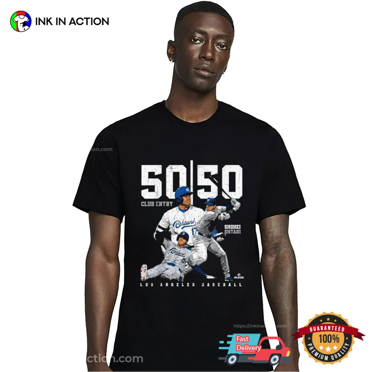 Ohtani Historic 50-50 Club Entry Shohei Ohtani MLBPA T-shirt Ohtani Historic 50-50 Club Entry Shohei Ohtani MLBPA T-shirt