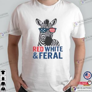 Patriotic Ed The Zebra Red White And Feral July 4th T-Shirt