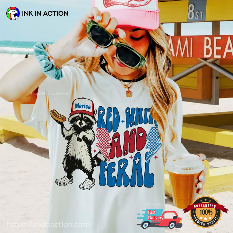 Red White And Feral Cute Racoon 4th Of July Comfort Colors Tee Red White And Feral Cute Racoon 4th Of July Comfort Colors Tee