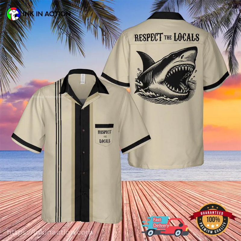 Respect The Locals White Shark Hawaiian T shirt