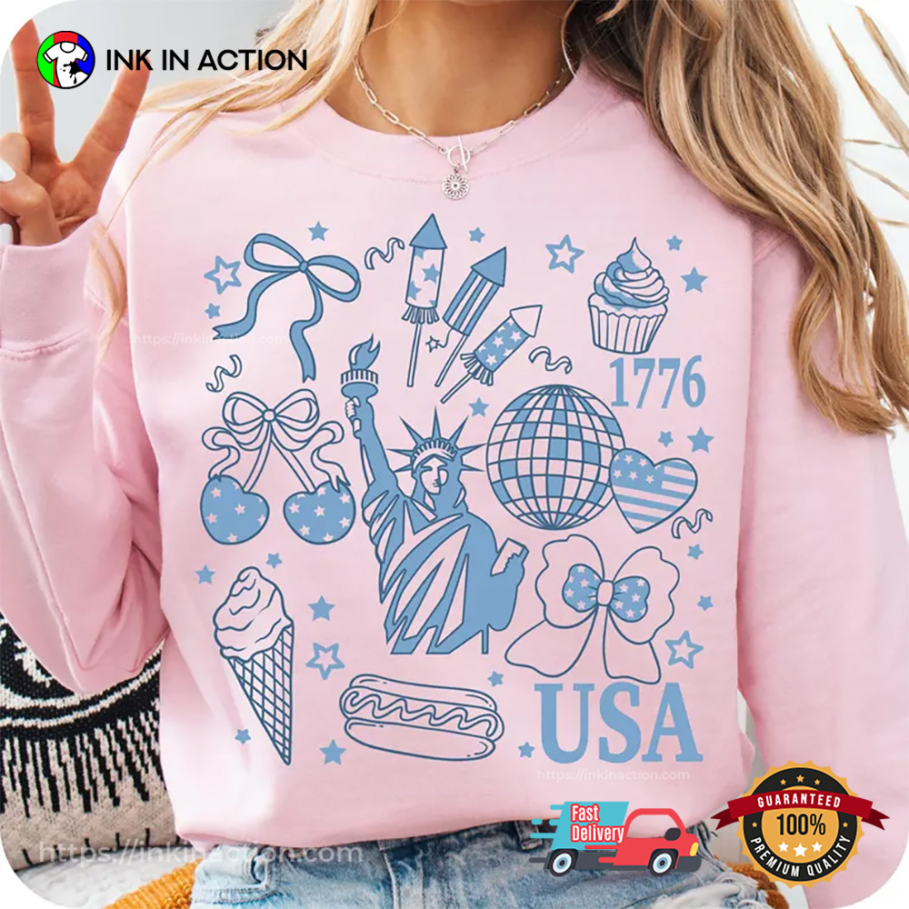 Retro 4th Of July America Coquette Comfort Color Shirt Retro 4th Of July America Coquette Comfort Color Shirt