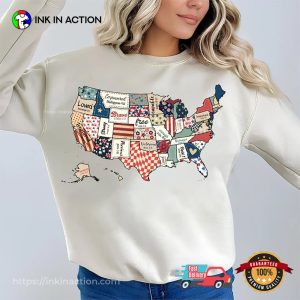 Retro America USA Map American 1776 T-shirt
