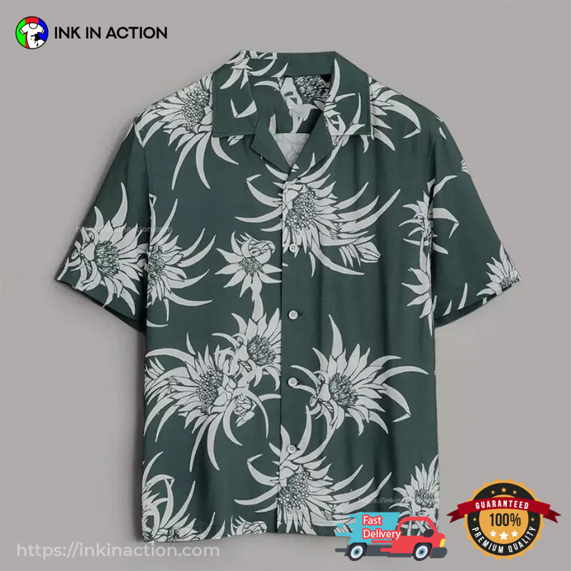 Retro Floral Gray Hawaiian T shirt