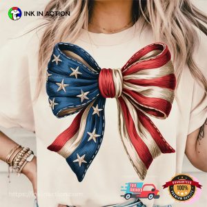USA Flag Bow 4th of July Sublimation T shirt 3