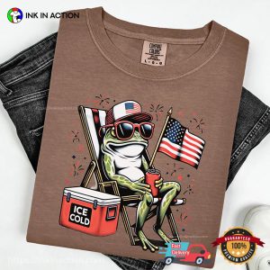 4th of July Frog Drinking Beer Comfort Colors Tee 3
