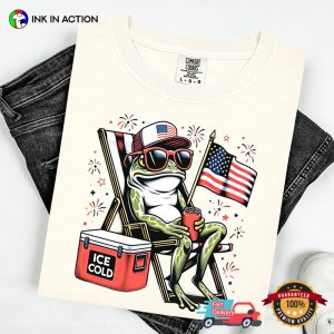 4th of July Frog Drinking Beer Comfort Colors Tee 4