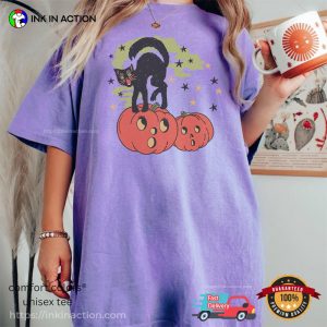 80s Vintage Spooky Pumpkin Cat Comfort Colors T-shirt