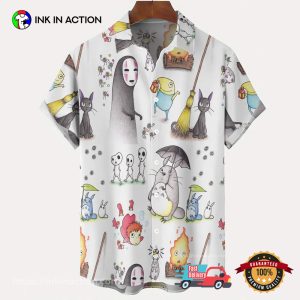 Anime Ghibli Characters Button Up Hawaiian Shirt