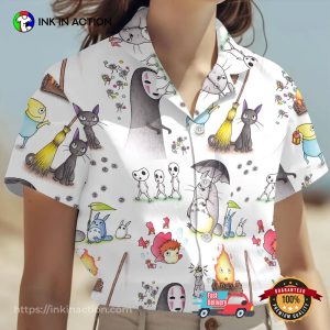Anime Ghibli Characters Button Up Hawaiian Shirt 2