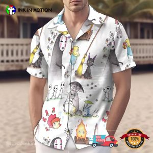 Anime Ghibli Characters Button Up Hawaiian Shirt