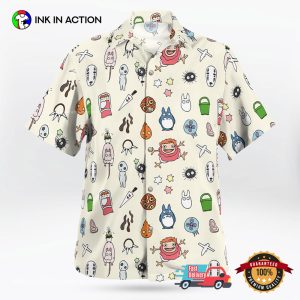 Anime Studio Ghibli Mini Characters Button Up Hawaiian Shirt