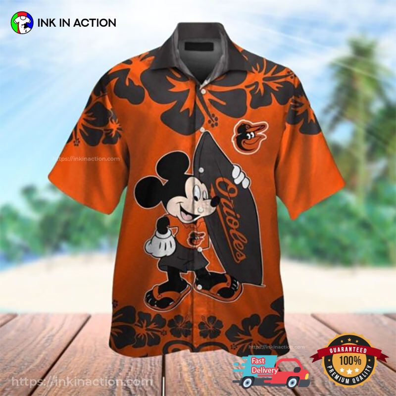 Baltimore Orioles Mickey Flower Pattern Hawaiian Shirt Baltimore Orioles Mickey Flower Pattern Hawaiian Shirt