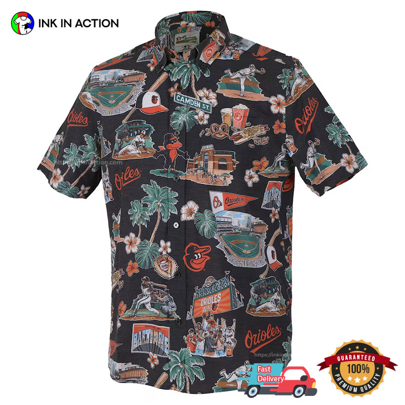 Baltimore Orioles Reyn Spooner Scenic Hawaiian Shirt Baltimore Orioles Reyn Spooner Scenic Hawaiian Shirt
