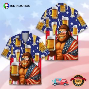 Bigfoot Beer Funny 4th Of July Hawaiian Shirt