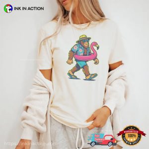 Bigfoot Summer Pool Party Funny Tee