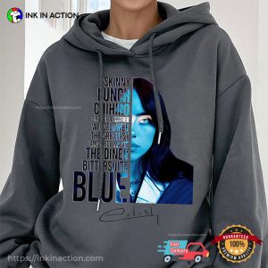 Billie Eilish Blue Song Portrait T shirt 3
