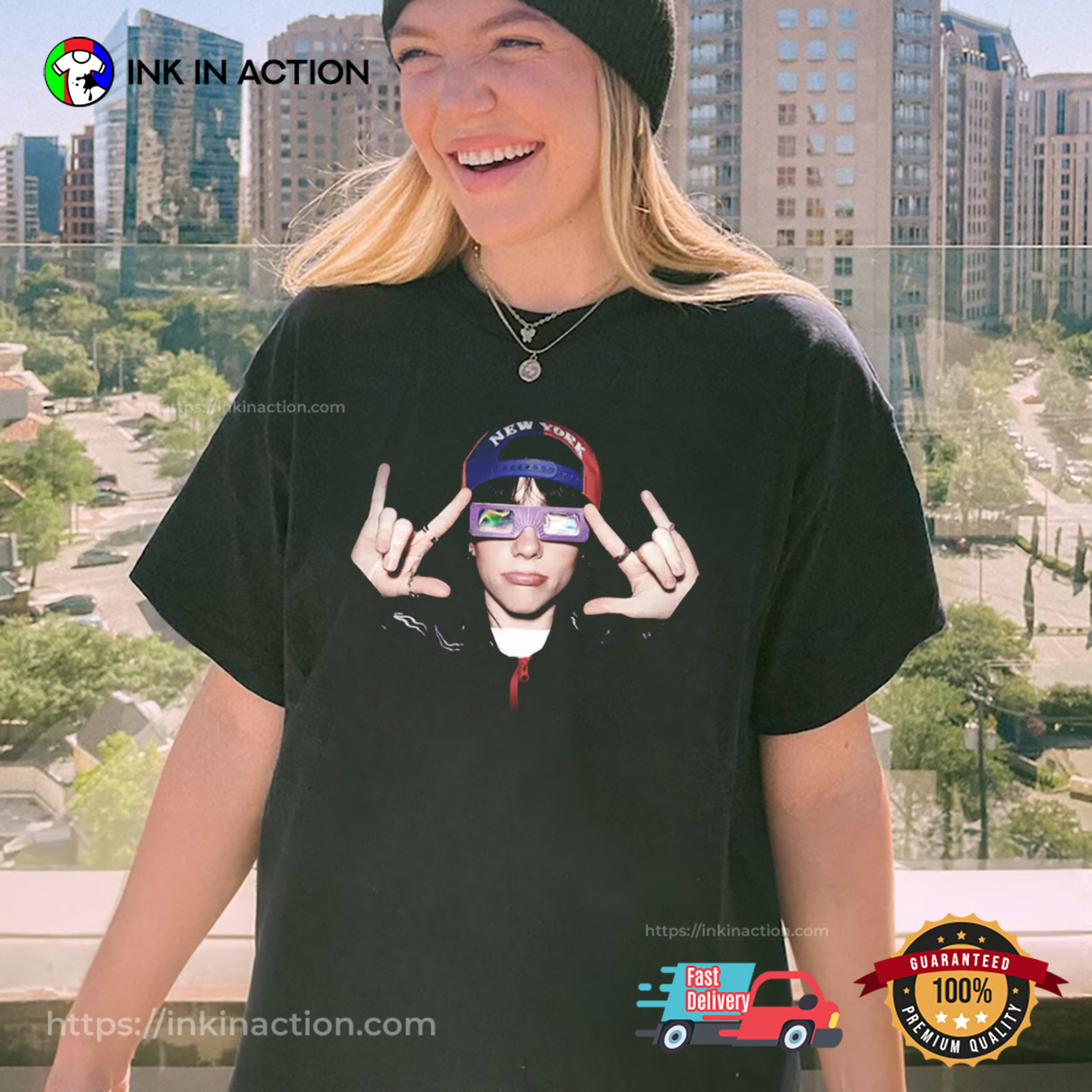 Billie Eilish New York Rock And Roll Graphic T-shirt Billie Eilish New York Rock And Roll Graphic T-shirt