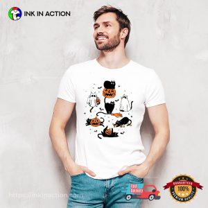 Black Cat And Halloween Trick Or Treat T shirt 2