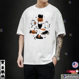 Black Cat And Halloween Trick Or Treat T shirt 3