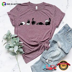 Black Cats Five Mood Funny cats daily T shirt 3