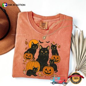 Black Cats and Pumpkins Halloween Comfort Colors T shirt 2