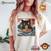 Cat Eating Ramen Big Waves Japan Art Comfort Colors T-shirt