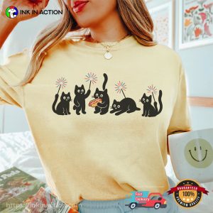 Cats 4th of July Fireworks And Hot Dog Comfort Colors T shirt 2