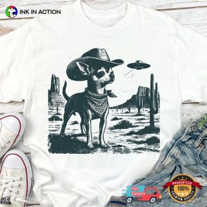 Chihuahua Cowby And UFO Wild West Western Comfort Colors Tee 3