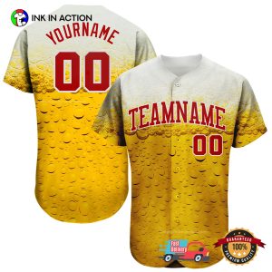 Custom Pattern Design Bubble Of Beer Baseball Jersey