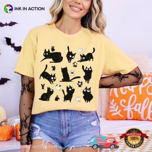 Cute Black Cat And Mouse Halloween Comfort Colors T-shirt