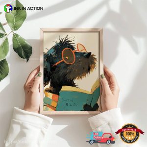 Cute Dog Reading A Book Poster