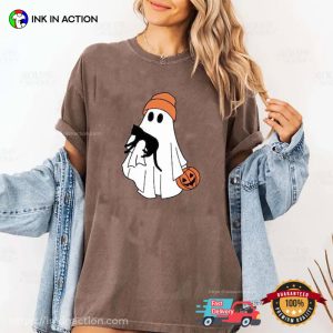 Cute Ghost And Black Cat Comfort Colors T-shirt Cute Ghost And Black Cat Comfort Colors T-shirt