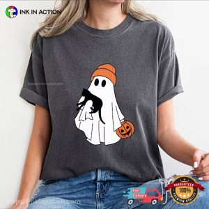 Cute Ghost And Black Cat Comfort Colors T shirt 3