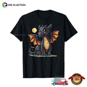 Dragon And Moon Medieval Fantasy Creature Graphic T-shirt