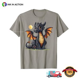 Dragon and moon Medieval Fantasy Creature Graphic T shirt 2