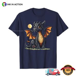 Dragon and moon Medieval Fantasy Creature Graphic T shirt 3