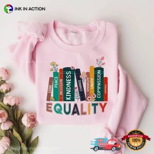 Equality Bookcases Floral Women Rights T shirt 3
