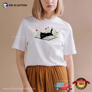Floral Cat Bookish International Cat Day Tee