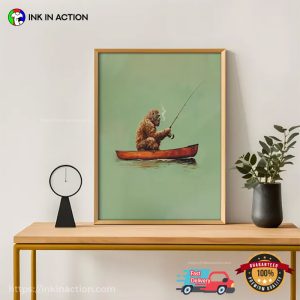 Funny Bigfoot Fishing Wall Art