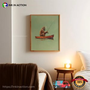 Funny Bigfoot Fishing Wall Art 3