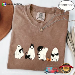 Ghost And Cute Black Cat Halloween Comfort Colors T shirt 3