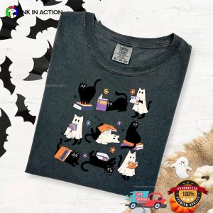 Ghost Black Cat Bookish Comfort Colors T shirt 3