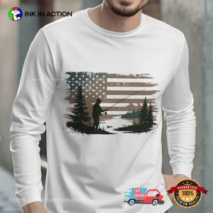 Outdoor Fishing American Flag Fisherman T shirt 2