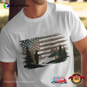 Outdoor Fishing American Flag Fisherman T-shirt