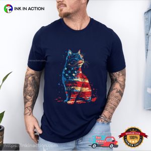 Patriotic Cat American Flag Art Tee 2