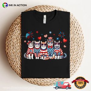 Patriotic Cats Independence Day Comfort Colors Tee
