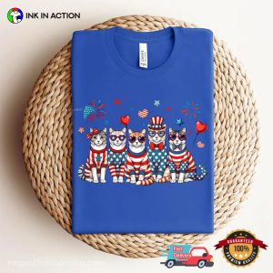 Patriotic Cats Independence Day Comfort Colors Tee 2