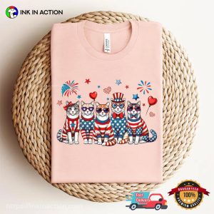 Patriotic Cats Independence Day Comfort Colors Tee 3