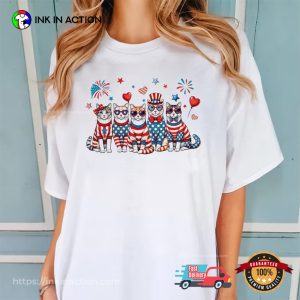 Patriotic Cats Independence Day Comfort Colors Tee
